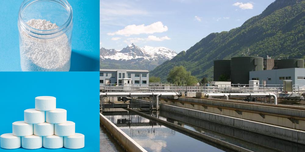 What is NaDCC used for in sewage treatment?