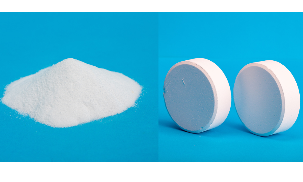 What is the reaction of Trichloroisocyanuric Acid with water?